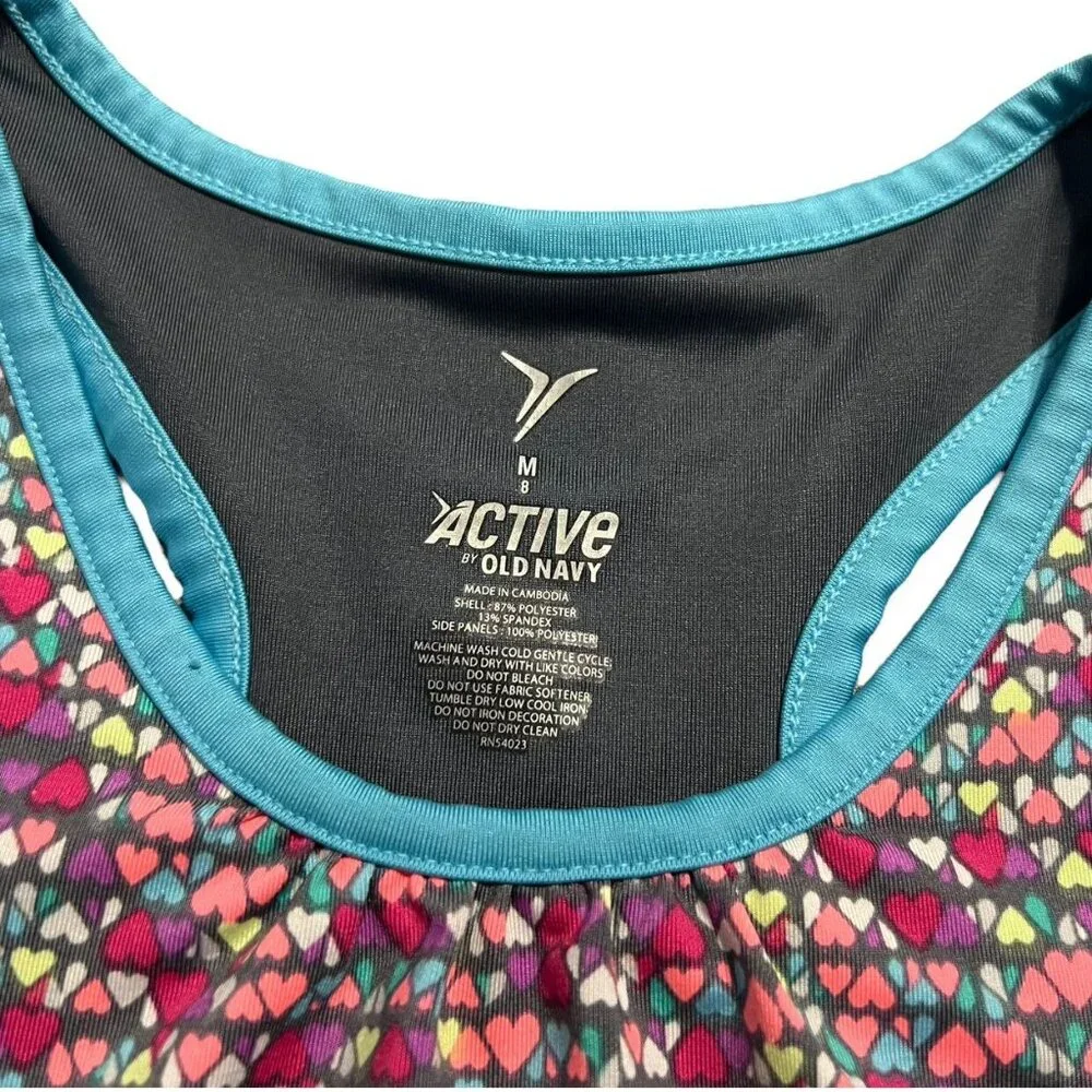 Old Navy Sz M (8) Colorful Hearts Active Racerback Tank